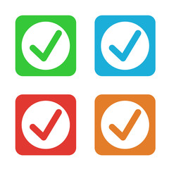 Multicolored check mark sign button set