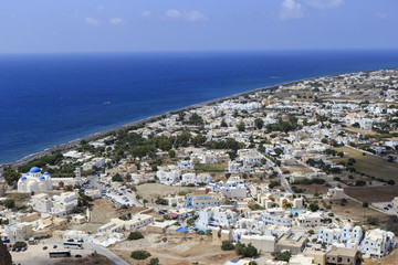 aerial view of Perissa beach santorini greece