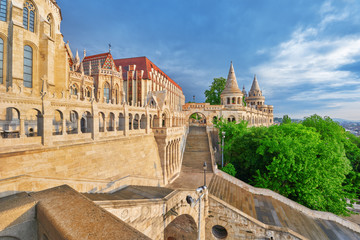 View on the Old Fishermen Bastion in Budapest at morning time.