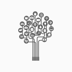 Abstract tree technology background.