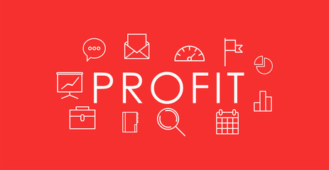 Profit background. Simple thin line flat design banners.