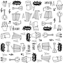 Collection stock music doodles set