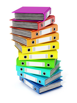 Multi Colored Folders Stack. 3D Illustration