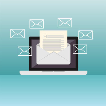 Email illustration. Sending or receiving email concept illustration. flat design. Email marketing.
