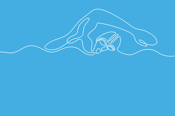 Swim graphic using single line to design and form the shape of swimmer.