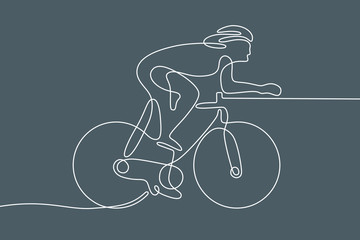 Bicycle graphic using single line to design and form the shape of Biking.