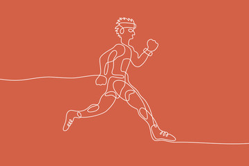 Fototapeta na wymiar Running graphic using single line to design and form the shape of Runner.
