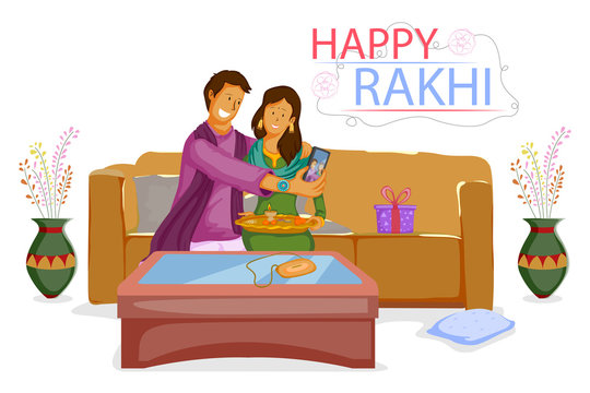 Brother and Sister tying Rakhi on Raksha Bandhan