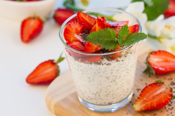 Chia seed pudding with strawberries