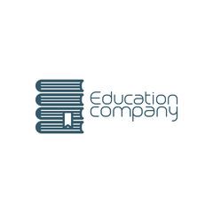 Education company icon with pile of books. Vector illustration