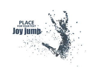 Fototapeta na wymiar Jump woman, graphics composed of particles.