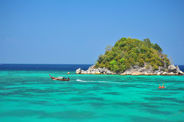 Tropical Island with Beautiful Blue Sea
