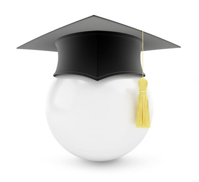 Graduation Cap White Ball On A White Background