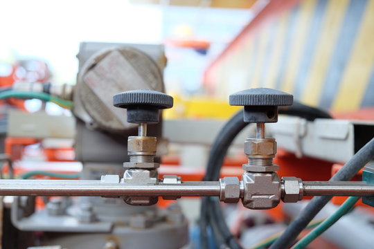 Pneumatic valve at an oil and gas industrial.