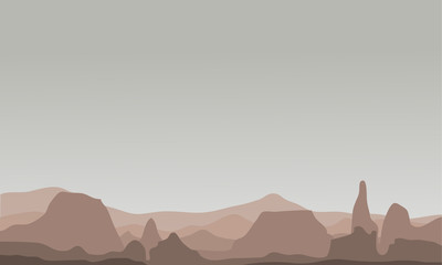 Silhouette of many rock in hills scenery