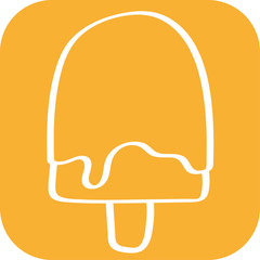 Handgezeichnetes Wassereis-Icon auf orangenem Hintergrund