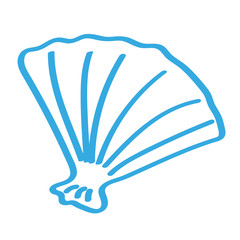 Handgezeichnetes Muschel-Icon in blau