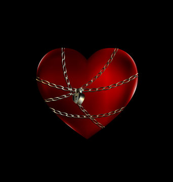 locked red heart