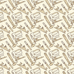 Seamless Vector Pattern with Tools in Retro Style