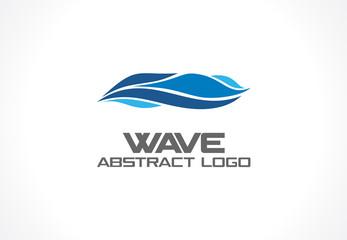 Abstract logo for business company. Corporate identity design element. Eco ocean, nature, swimming pool, spa, aqua swirl Logotype idea. Water wave, blue sea square concept. Colorful Vector line icon