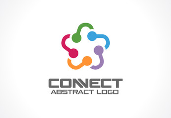 Abstract business company logo. Corporate identity design element. Social media, internet, people connect logotype idea. Star group, network integrate, technology interaction concept. Vector icon