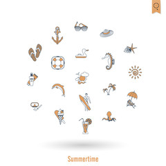 Summer and Beach Simple Flat Icons