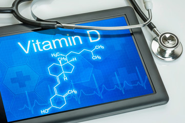 Tablet mit der chemischen Strukturformel von Vitamin D