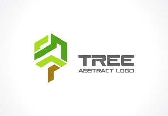 Abstract logo for business company. Corporate identity design element. Eco green, Healthcare, environment and recycle logotype idea. Geometric growth tree, nature, ecology concept. Colorful Vector