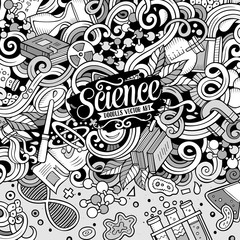 Cartoon cute doodles science frame illustration