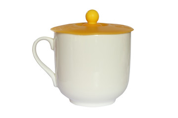 coffee mug with a lid isolated on white