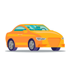 Fototapeta na wymiar Orange car in flat style. Vector illustration