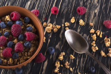 Muesli with fresh berries.
