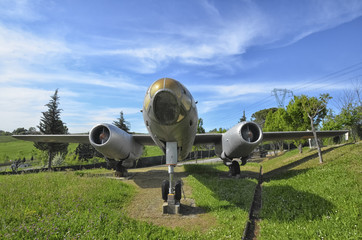 Fototapeta na wymiar Ilyushin Il-28 in a aircraft cemetery