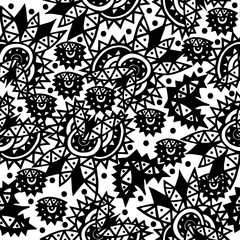 Abstract seamless pattern with black circle