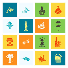 Set of Flat Autumn Icons