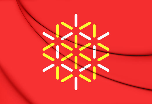 Flag of Languedoc-Roussillon, France. 3D Illustration.