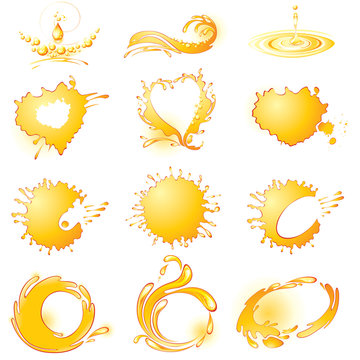 Collection of orange design elements. (vector illustration).