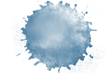 Abstract hand drawn blue watercolor illustration on white background, copy space for text