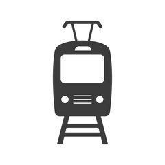 Tram icon. Tram Vector isolated on white background. Flat vector illustration in black. EPS 10