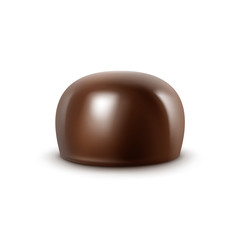 Realistic Dark Black Bitter Chocolate Candy Isolated on White Background