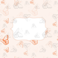 Greeting card with Butterfly  monochrome background
