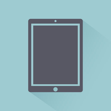 Tablet icon flat style, gadget isolated on light background with shadow, stylish vector illustration for web design