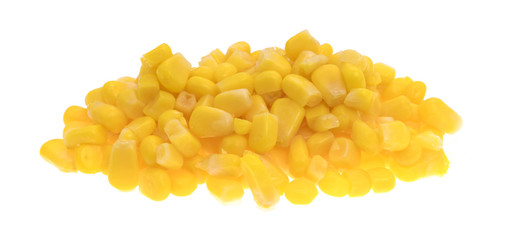 Organic sweet corn on a white background side view.