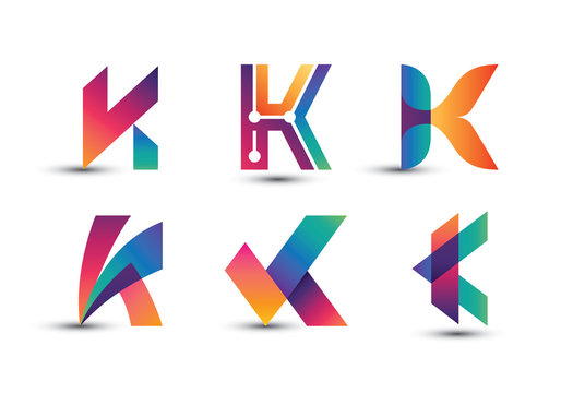 Abstract Colorful K Logo - Set of Letter K Logo