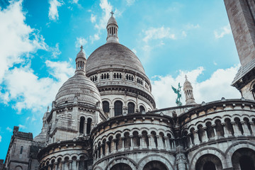 Fototapeta na wymiar View of domes at Coeur Basilica in Paris, France