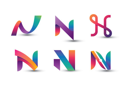 Abstract Colorful N Logo - Set of Letter N Logo
