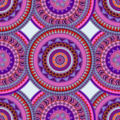 Hand drawn mandala ethnic seamless pattern.