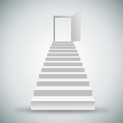 White stairs and door