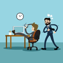 Businessman using mobile phone at work