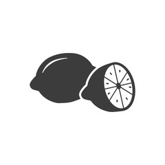 Lemon icon. Lemon Vector isolated on white background. Flat vector illustration in black. EPS 10